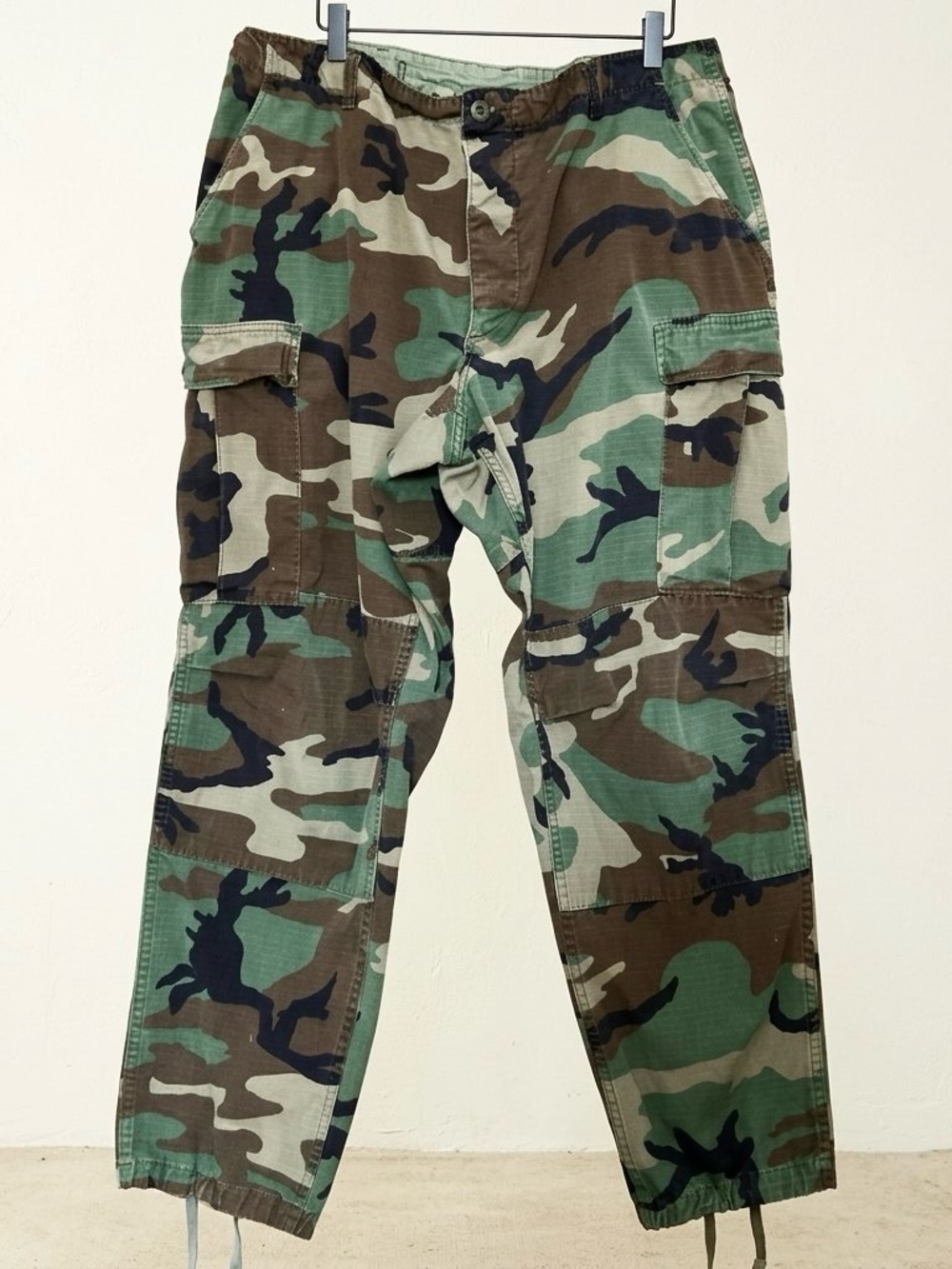 Vintage Military Woodland Camo Cargo Pants Utility Waist 35 to 39”